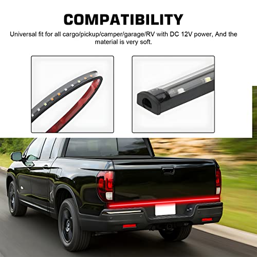 Truck Tailgate Light Bar, LED Single Row Tailgate Light Strip with Red Running Brake Lights Turn Signal White Reverse Light, IP67 Waterproof Light Strip for Cargo Truck SUV RV Boat (48'') - size: 48''