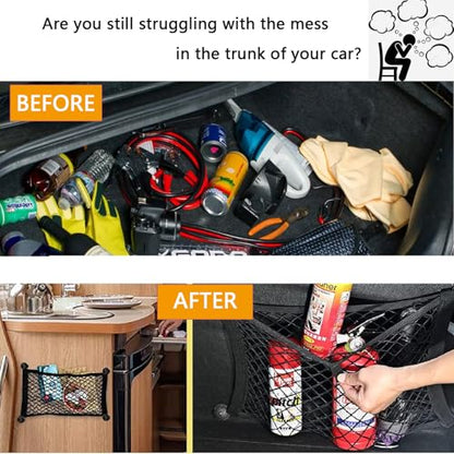 ZMD 2PCS Small Cargo Nets, Pocket Storage Rv Mesh Net Universal Elastic Automotive Cargo Netting Storage Pouch with 8Pcs Mounting Screws&Hooks for Car Truck SUV Boats (18x9.8 Inch) - size: 18 x 9.8 Inches