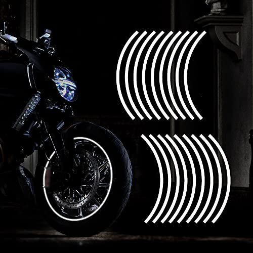 TOMALL 17" Reflective Wheel Rim Tape Sticker for Motorcycle Wheels Car Cycling Bike Bicycle Night Reflective Safety Decoration Stripe Universal (White) - color: White