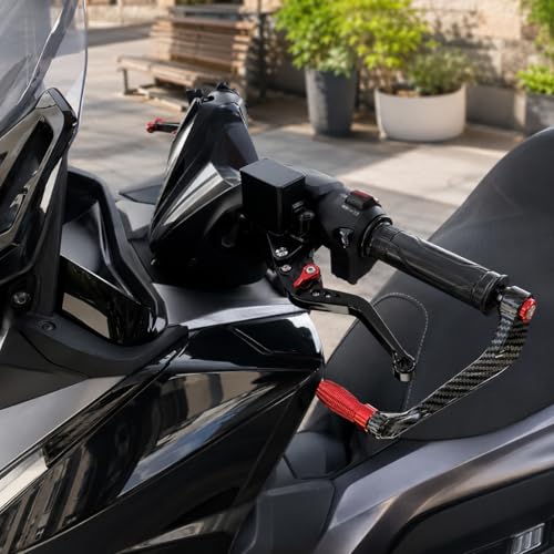 Motorcycle Brake Lever Guards for Indian Scout Bobber 2017–2026, CNC Aluminum Alloy Lever Protector, Carbon Fiber Style Handguard, 7/8" 22mm Handlebar Protection - color: Black