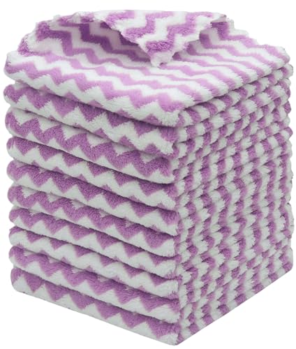 Microfiber Cleaning Cloth, 10 Pack Microfiber Rags,12inx12in,Purple | Lint Free Dish Cleaning Cloths, Fast Drying Dish Rags For Cleaning, Absorbent Washcloths - color: Purple