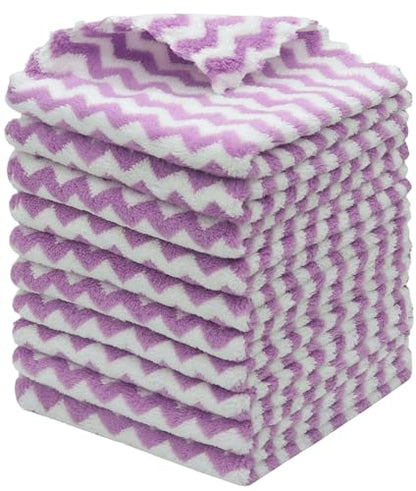 Microfiber Cleaning Cloth, 10 Pack Microfiber Rags,12inx12in,Purple | Lint Free Dish Cleaning Cloths, Fast Drying Dish Rags For Cleaning, Absorbent Washcloths - color: Purple