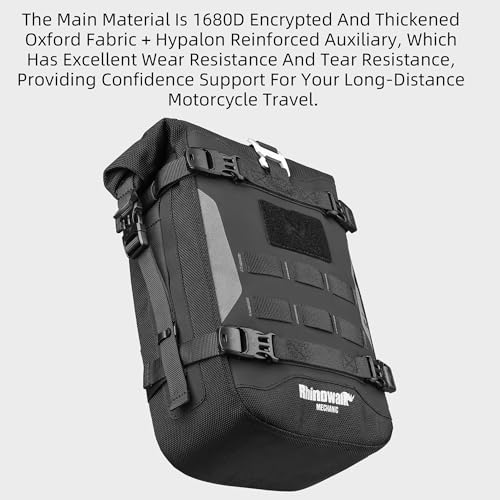 Motorcycle Crash Bar Bag 7L Waterproof Motorbike Side Pannier Bag with MOLLE System Tail Luggage for Adventure Touring Bikes Black 1pc - color: Black7L