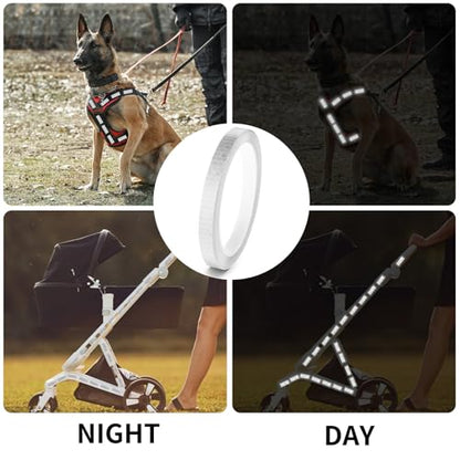Neon Reflective Tape 0.4In x 26 Feet, Safety Warning Tape High Viscosity Durable Lasting Outdoor Waterproof Neon Reflector Strips for Bicycles Helmets Trailers(White) - color: White