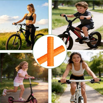 2 Pairs Bike Handlebar Grips for Bikes - color: Black and Orange