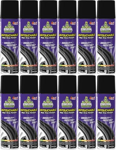 Cristal Products Untouchable Tire Shine Spray (12 Pack) – Citrus Scent, Wet Look Tire Shine, No Sling, Long Lasting Car Tire Shine, No Touch Application - color: 12PK-Citrus