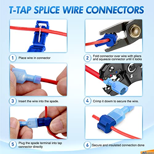 Nilight 360PCS T-Tap Wire Connectors Self-Stripping Quick Splice Electrical Terminals Insulated Male Disconnect Spade Assortment Kit with Storage Case - size: 360Pcs 22-10AWG