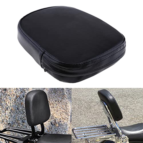 Universal Motorcycle Black Rectangular Synthetic Leather Rear Sissy Bar Backrest Cushion Pad for Harley