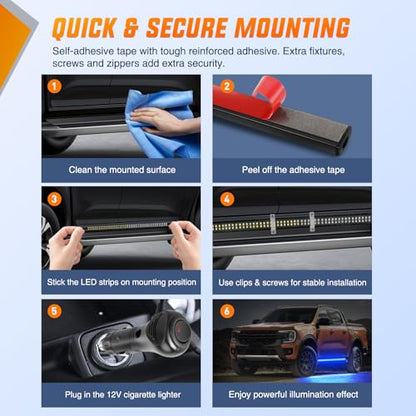 Nilight 2PCS 70 Inch Emergency Strobe Light Strip with Controller 864 LED Blue Running Board Lights Flexible Side Flashing Warning Caution Safety Waterproof for Truck Construction Pickup - color: Blue, size: Running Board Strobes w/Controller