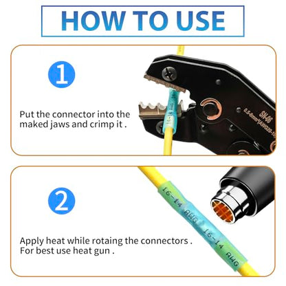 Heat Shrink Butt Connectors - Oiojuct Waterproof Wire Crimps for Marine and Automotive Wiring (80Pcs)