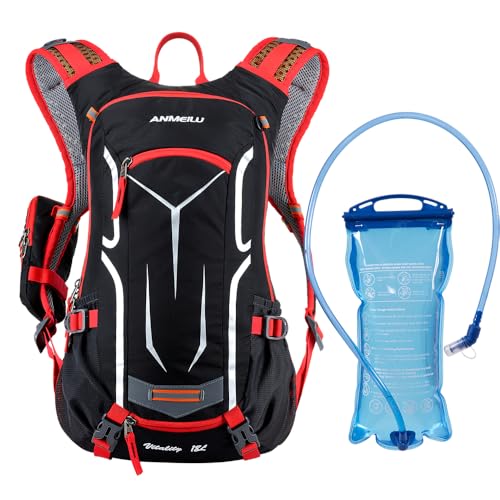 Outdoor Cycling Backpack, 18L, Black - color: red, size: Backpack and Water Bag