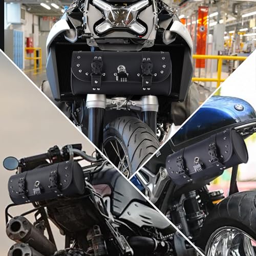 H RUO Motorcycle Handlebar Bag Saddlebag Tool Storage Pouch with Lock Handlebar Fork Bag Sissy Bar Roll Bag Universal for Harley Sportster Softail Dyna Suzuki Yamaha