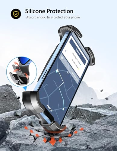 Viccux Motorcycle Phone Mount, Upgrade [Never Fall Off] [0 Shake] Bike Phone Holder, [3s Put & Take] 360° Rotatable Phone Holder for Bike Motorcycle Bicycle Scooter Compatible with Cellphones 4.7-6.8”