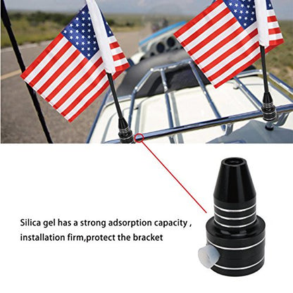 American Flag USA With Black Motorcycle Flag Pole Mount For Harley Davidson Honda Goldwing CB VTX CBR Yamaha - Fits 1/2" Round Luggage Rack - color: American Flag Black Flagpole