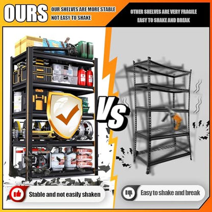 45"Wx18"D Heavy Duty Garage Shelving Unit, 4-Tier Adjustable Metal Storage Shelves, 2000 lbs, Industrial Shelf Rack Organizer for Garage, Basement, Warehouse, Pantry, Kitchen, Black, 63"H - size: 4 Tier | 63" H x 45" W x 18" D