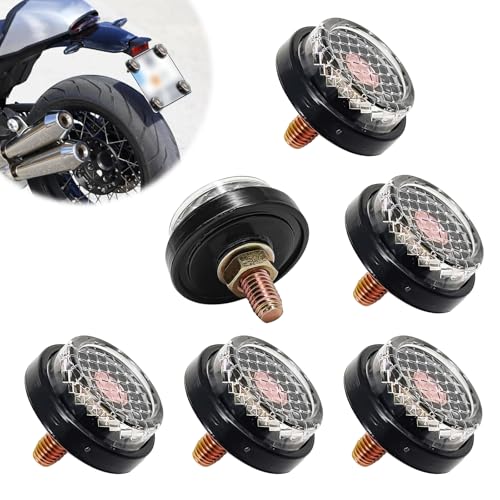 6 Pieces Reflectors Round Mini Decorative - Bolts and Nuts Nuts Mini Decorative M5 Screw Tag Bolt Round Reflective for Motorcycle Bike License Plate (White) - color: White