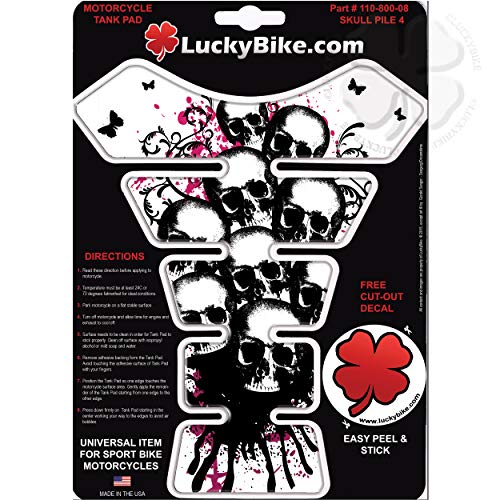 Skull Pile Pink Segmented Gas Tank Pad Head Universal Sticker Protector Scratch - size: Skull Pile 04