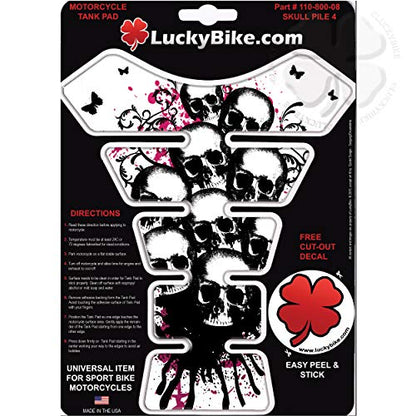 Skull Pile Pink Segmented Gas Tank Pad Head Universal Sticker Protector Scratch - size: Skull Pile 04