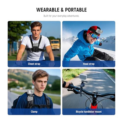 NEEWER 35 in 1 Action Camera Pro Accessories Kit Compatible with DJI Osmo Action 5 Pro 4 3 GoPro, Quick Release Adapter Mount for Diving Hiking Motorcycling Mountain Cycling Skiing Surfing Vlog, GP-51 - style: 35 in 1 Comatible with GoPro