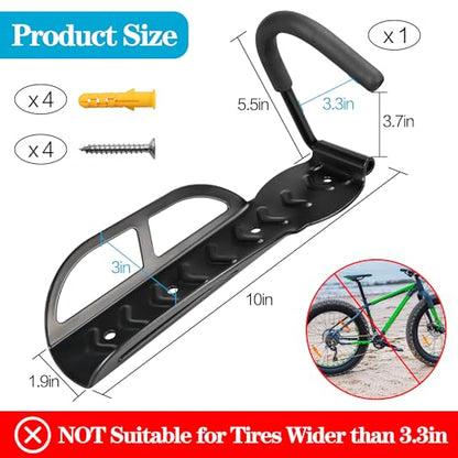 DkOvn 1/2/4 Pack Bike Rack Garage Wall Mount, Wall Mount Bike Rack with Screws, Holds Up to 66lb for Indoor Storage - color: 1 Pack Black