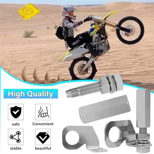 Silver Dirt Bike Flag Mount & 22.5mm Rear Axle Mounting Holder | 2 Pack, Includes Quick Release Flag Pole Holder 1/4" Whip Pole, Bracket,Universal for Motocross, UTV, ATV, Motorcycle, Boat - color: Silver