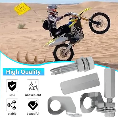 Silver Dirt Bike Flag Mount & 22.5mm Rear Axle Mounting Holder | 2 Pack, Includes Quick Release Flag Pole Holder 1/4" Whip Pole, Bracket,Universal for Motocross, UTV, ATV, Motorcycle, Boat - color: Silver