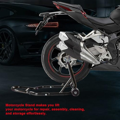 Big RED Motorcycle Stand 500LB, Adjustable Sport Bike Front and Rear Wheel Lift Stands, Fit for Yamaha, Kawasaki, Honda, Suzuki, Black, U+L - color: Black