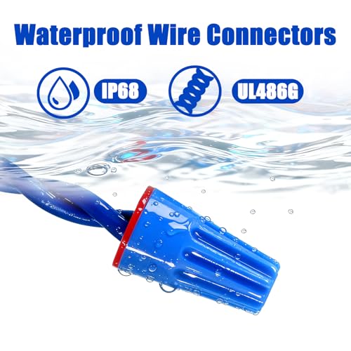 15PCS Waterproof Wire Electrical Connectors 22AWG-14AWG,Outdoor Seal Electrical Twist Nuts Caps Cable Terminal Connector for Landscape Light, Irrigation Valves, Wet Location Installation