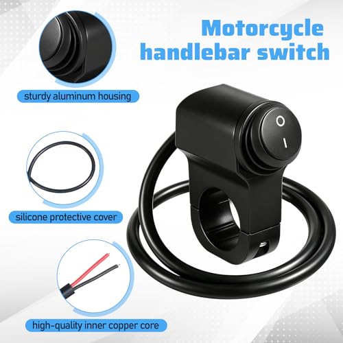 Motorcycle Handlebar Switch 12v, Waterproof Toggle Switch Aluminum Alloy ATV Light Switches Mini Bike Kill Switchs for Motorcycle Bike ATV UTV Scooters Fits 7/8"(22mm) Handlebars 1 Piece