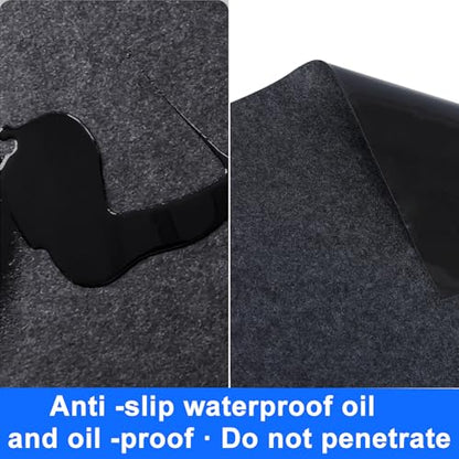 Heavy Duty Garage Floor Mat 17' x 7'5" Absorbent Oil Spill Mat for for Under Cars & Motorcycles, Waterproof Non-Slip Backing, Dark Grey Garage Parking Mat,Protects Surfaces 1 Set Square