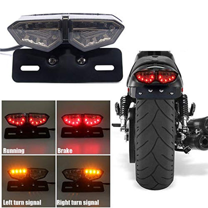 Motorcycle Tail Light Integrated Running Brake Stop Light Dual Eye Turn Signals Lamp Black with License Plate Bracket for Harley Honda Yamaha Suzuki Kawasaki - color: Black 2