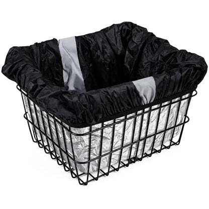 Waterproof Bike Basket Liner, Bikes Rain Cover with Reflective Strip Fits Most Bicycle Front Baskets, Black 210D Oxford Cloth, Electric Motorcycle Inner Lining Cover, Outdoor Backpack Protective Bag