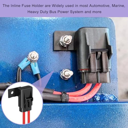 2 Pcs Waterproof Inline Fuse Holder 12V ATC/ATO Fuse Holder 12AWG 15A/20A/30A/40A Fuses, for Automotive, Marine, Heavy Duty Bus Power System - color: 2 Pcs, 15A/20A/30A/40A