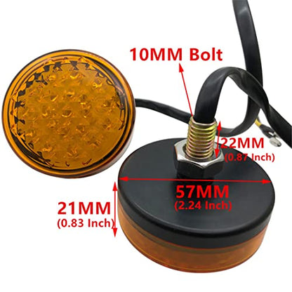 1 Pair Universal Round Yellow Lens 24 LED Reflectors Tail Lamps Brake Marker Turn Signal Lights for Auto Vehicle,Truck, Trailer, RV, Motorcycle