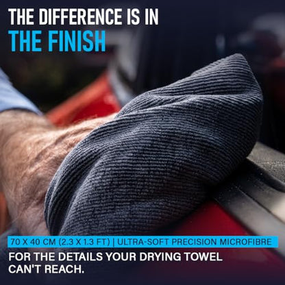 Rapid Dry Towels The Finisher Premium Microfiber Detailing & Utility Towel | 2.3ft x 1.3ft | Channel Weave Lint-Free Cleaning Cloth | Scratch-Free Car Towel for Glass Chrome Interior & Home Cleaning