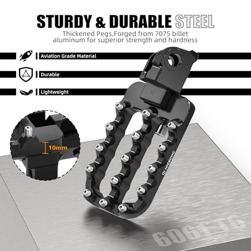 NICECNC Black Adjustable Larger Footpegs 20mm Lower Footrest Compatible with 790 890 Adventure/R 2019-2024, 690 Enduro R SMCR 2008-2024, Compatible with Husqvarna 701 Enduro/Supermoto 2016-2024