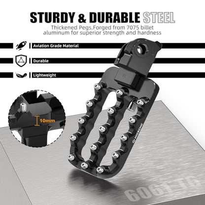 NICECNC Black Adjustable Larger Footpegs 20mm Lower Footrest Compatible with 790 890 Adventure/R 2019-2024, 690 Enduro R SMCR 2008-2024, Compatible with Husqvarna 701 Enduro/Supermoto 2016-2024