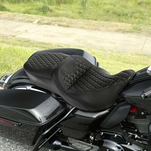 SLMOTO Black Hammock Motorcycle Seat - Motorcycle Seat Cushion fit for Harley Touring Road King Street Glide Road Glide Electra Glide 2009-2023 Black - color: Gel Style B Black