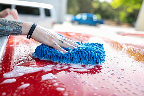 The Rag Company - Premium Chenille Microfiber Knobby Wash Mitts - Perfect for Car Washing and Detailing; Scratch-Free, Lint-Free, Double-Sided, Plush, and Absorbent; Blue (2-Pack) - color: Blue