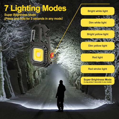 MAKDAK Cob Keychain Work Light - 2PC EDC Keychain Flashlight Rechargeable, Super Bright Flashlight for Car Repair, Emergency(Black) - color: Black*2PC