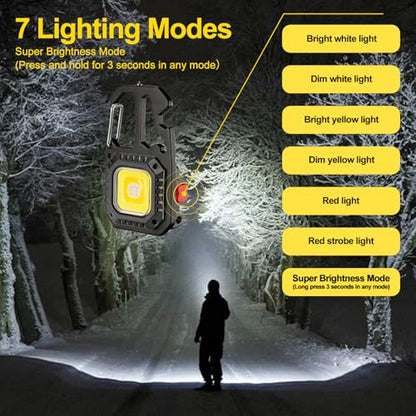 MAKDAK Cob Keychain Work Light - 2PC EDC Keychain Flashlight Rechargeable, Super Bright Flashlight for Car Repair, Emergency(Black) - color: Black*2PC