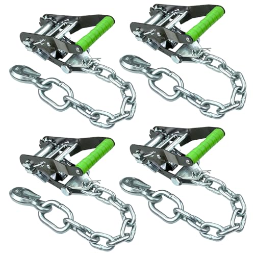 VULCAN Ratchet Buckle - Chain Anchor - 2 Inch Handle - High-Viz - 4 Pack - 3,300 Pound Safe Working Load - size: Chain Anchor Hi Viz (4- Pack)