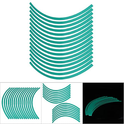 Reflective Wheel Rim Stripe Decal Sticker for 16-19 inch Rim Size Universal Car Motorcycle Wheel Reflective Pinstripe Decal Tape Sticker Decoration Film (Blue Green)