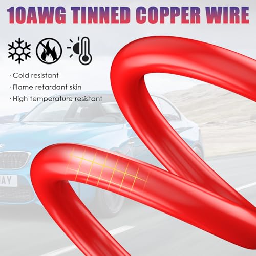 LEICESTERCN [3-Pack] 2FT 10AWG SAE to O Ring Terminal Harness, Heavy Duty 20A Fused Quick Disconnect Cable, Silicone Flexible 12V 24V Battery Connector for RV Marine Solar - color: 10AWG-2FT-3PCS