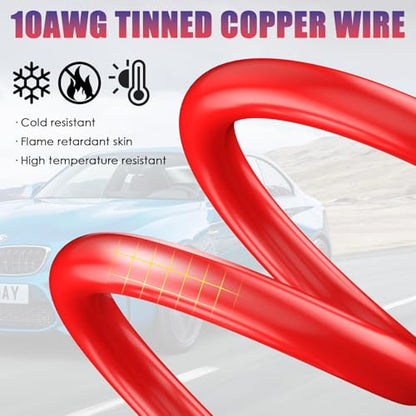 LEICESTERCN [3-Pack] 2FT 10AWG SAE to O Ring Terminal Harness, Heavy Duty 20A Fused Quick Disconnect Cable, Silicone Flexible 12V 24V Battery Connector for RV Marine Solar - color: 10AWG-2FT-3PCS
