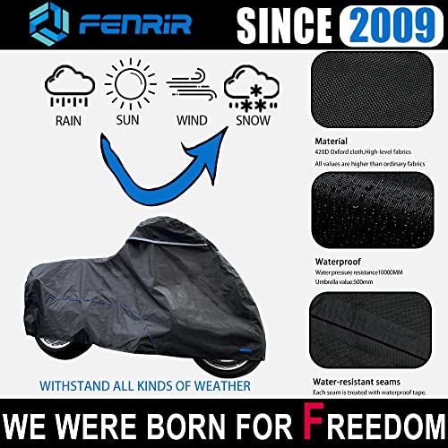 FENRIR 96" Motorcycle Cover Waterproof Outdoor Storage Exhaust Pipe Anti-Scalding Compatible with Harley Davidson Softail Fat bob Fat boy Low Rider Breakout Indian Scout Chief Shadow Vulcan Boulevard - size: 96.45"X41.33"X49.21" Cruiser