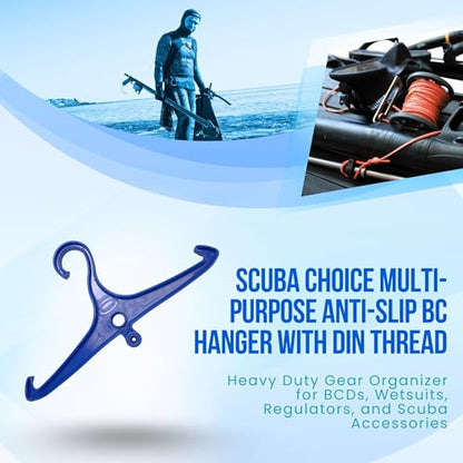 Scuba Choice Wetsuit & Drysuit Hanger – Heavy-Duty Hanger for BCD, Wetsuits & Scuba Gear Storage, Drying & Organization - color: Blue (Anti-slip)