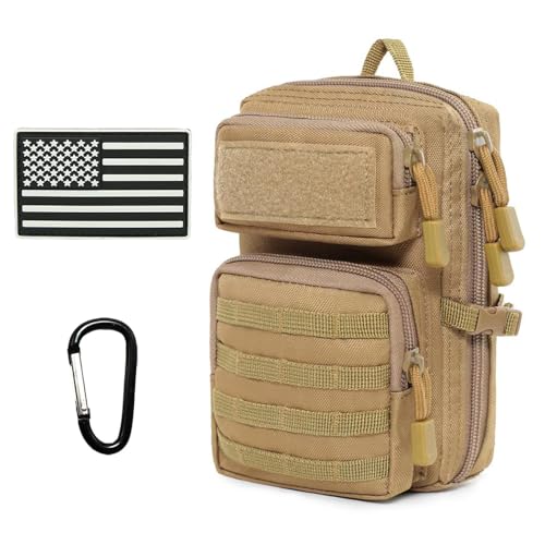Tactical Molle Utility Pouch, Compact EDC Tool Pouch Bag Tactical Phone Pouches Medical EDC IFAK Pack Mini Waist Pouches - color: Khaki