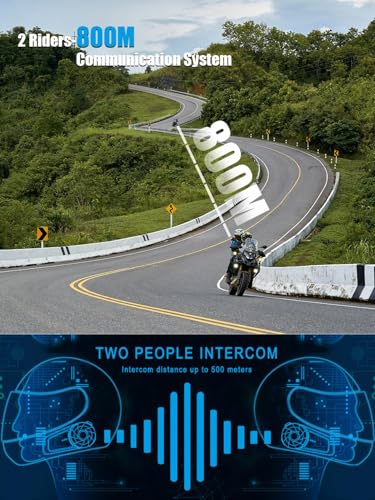 MAXTO Motorcycle Bluetooth Headset, MX1 2-Riders 800M Universal Intercom Communication Systems, HiFi Stereo Sound/IPX6 Waterproof, Motorcycle Helmet Speaker-Intercom-Headset,1 Pack - size: 1 Pack
