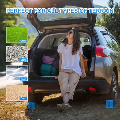 4Pack Wheel Chocks for RV Trailer Non Slip Heavy Duty Blue Camper Wheel Chocks with Handle for Easy Removal Polypropylene Wheel Stoppers for Cars Campers Trucks Rvs - color: 4PC Blue